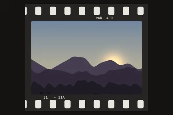 35mm black and white negative border overlay preview